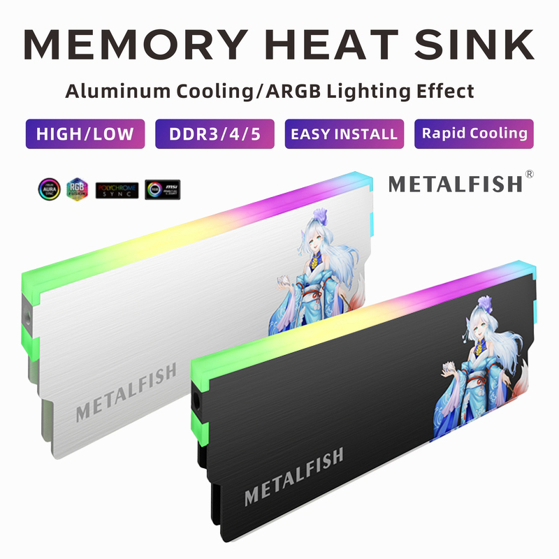 Ram Memory Module - METALFISH DRAM Dissipador de calor 5V-3PIN