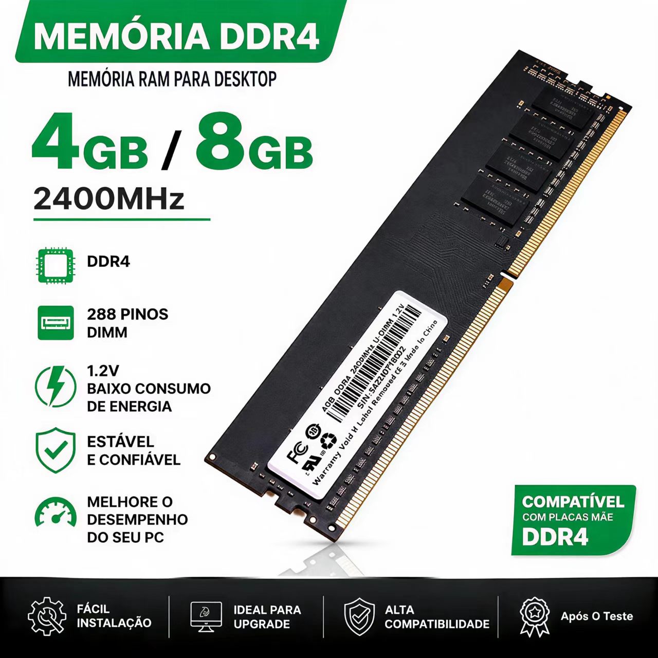 Memória RAM DDR4 4GB 8GB 2400M - Server Memory Ddr4 avaliação e preço